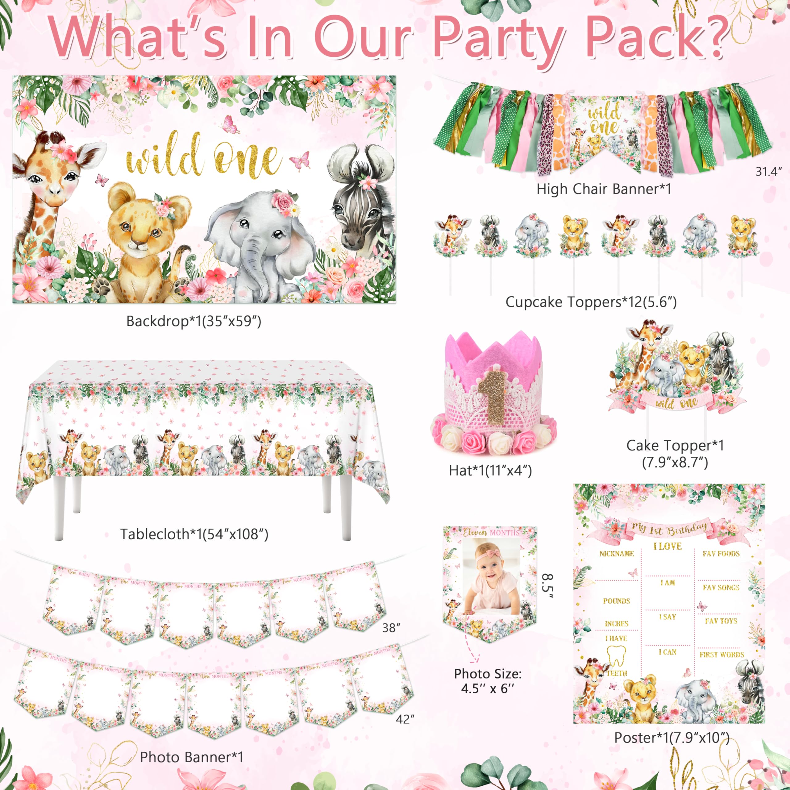 JOPHMO Wild One safari tablecloth adds playful jungle vibes to the party.