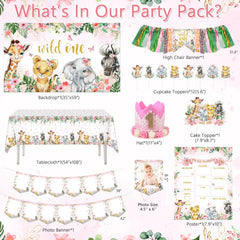 JOPHMO Wild One safari tablecloth adds playful jungle vibes to the party.