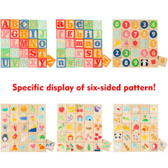 Natural wood blocks with animal motifs encouraging imaginative play and learning.