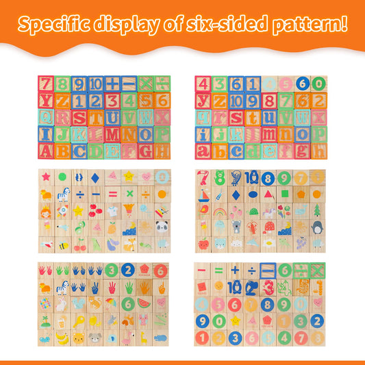 Joqutoys blocks with letters and numbers on sides for learning