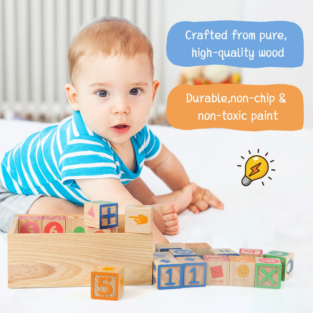 Joqutoys natural wood blocks with smooth finish for safe play