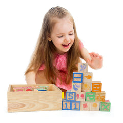 Joqutoys toddler blocks stacked in a demo setup
