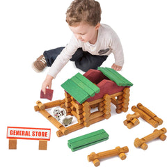 Joqutoys bright red roofs and green rooftops inspire colorful, engaging play.