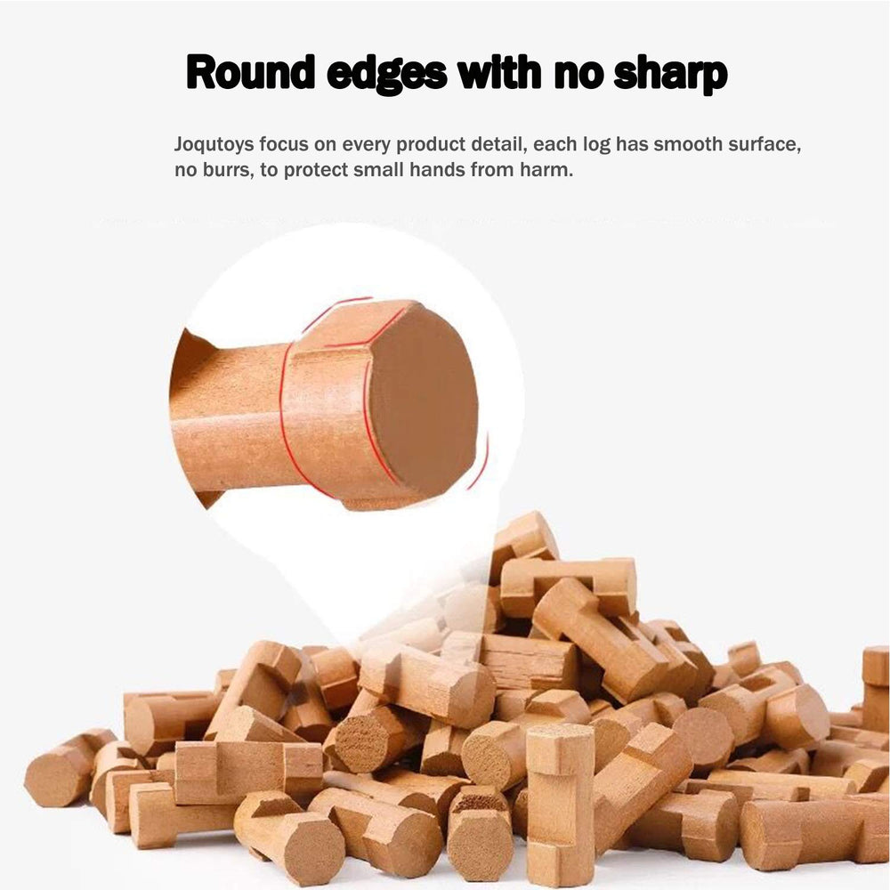 Joqutoys log cabin-building-set invites family play and cooperative building.