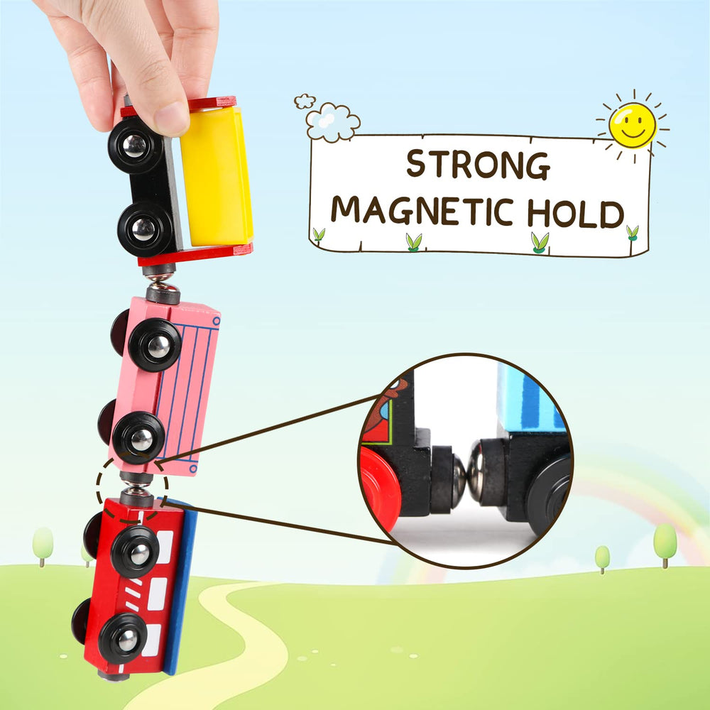Joqutoys magnetic cargo load connects cars for longer, engaging trains