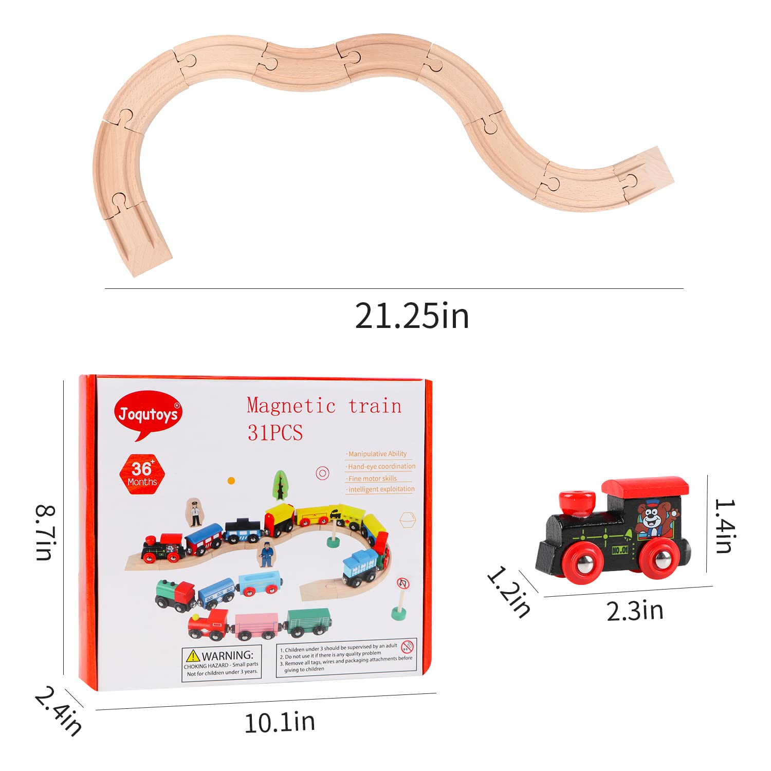 Joqutoys wooden track set supports durable, safe construction