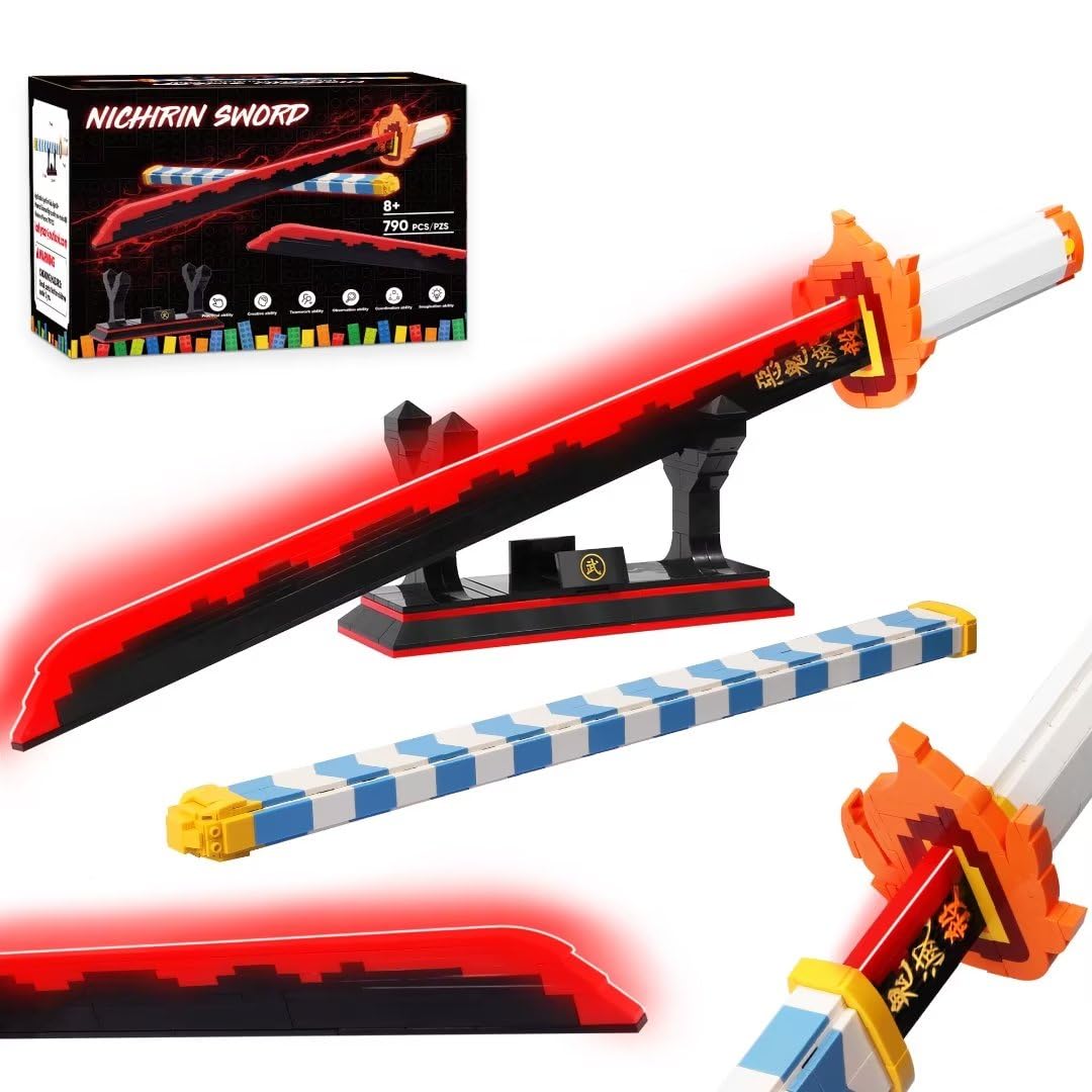Jorumo assembled Rengoku Kyoujurou sword with scabbard and stand for display.