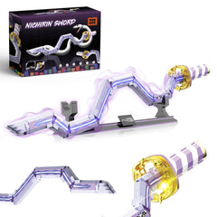 Jorumo Iguro Obanai sword 34-inch build block with stand for display and collection.