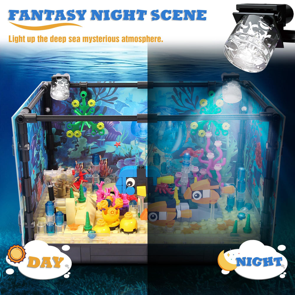 Jorumo night-light aquarium display highlighting the model's ambient glow.