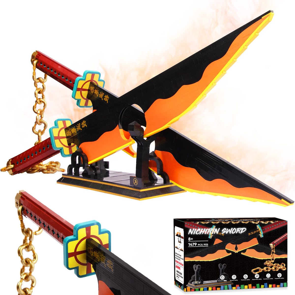Jorumo sword building set Uzui 82in with stand for authentic cosplay display and collection.