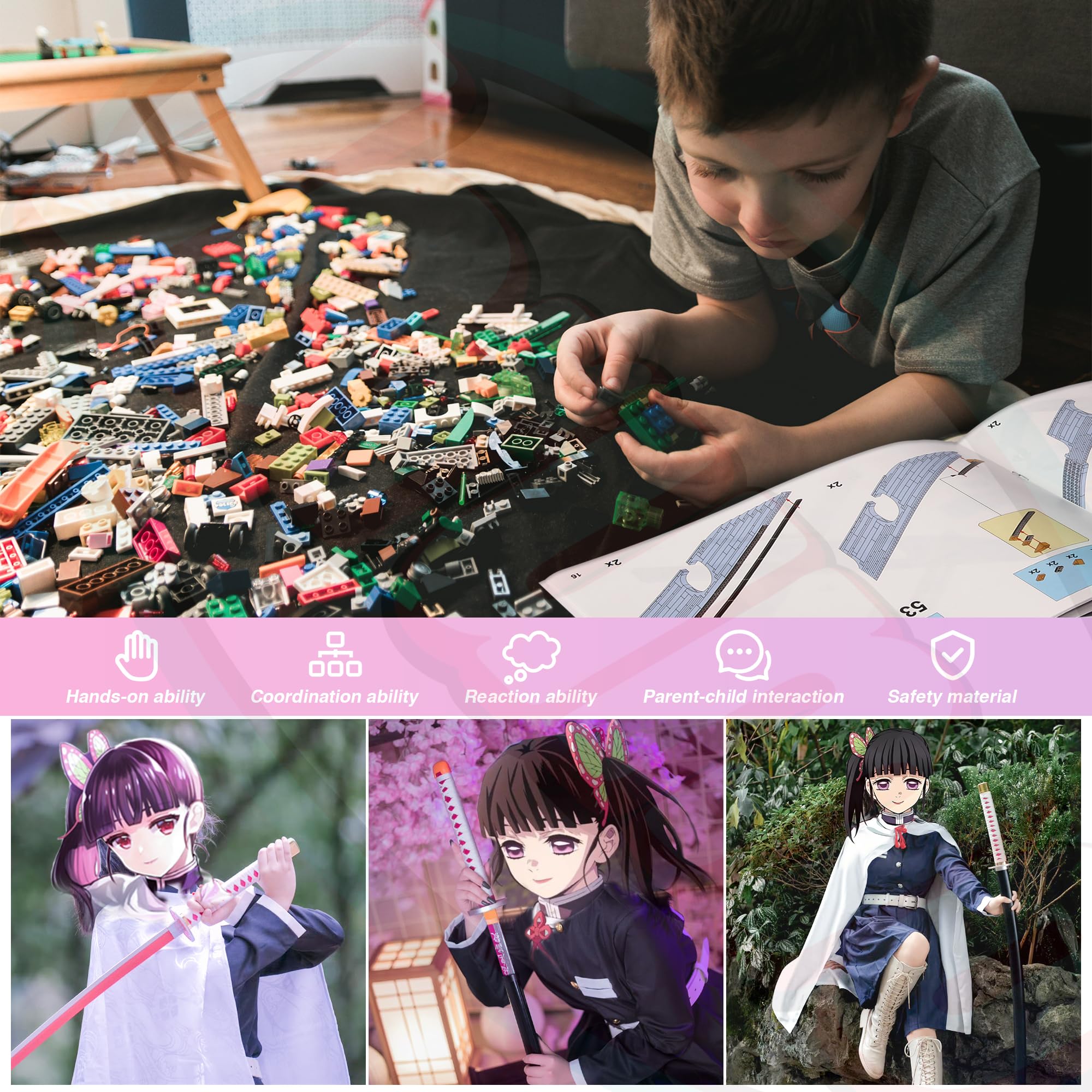 Full-color instruction manual page for building the Kanao sword kit.