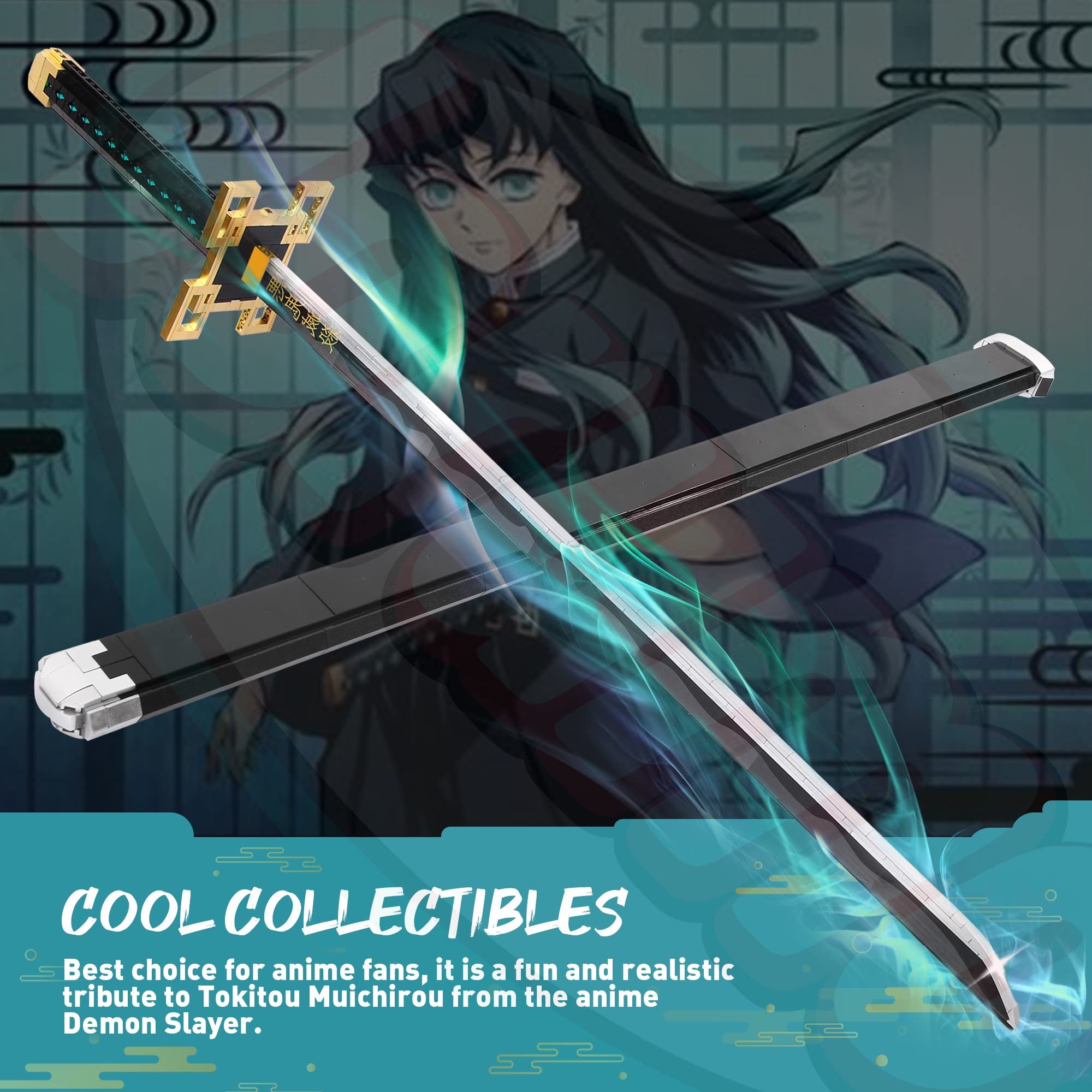 Swords build set on stand provides elegant display and stability.