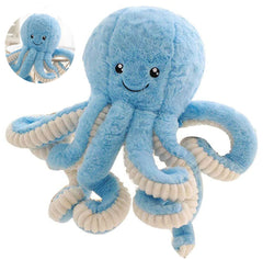 Joson cute octopus plush 16in blue full view showing compact decor and friendly charm.