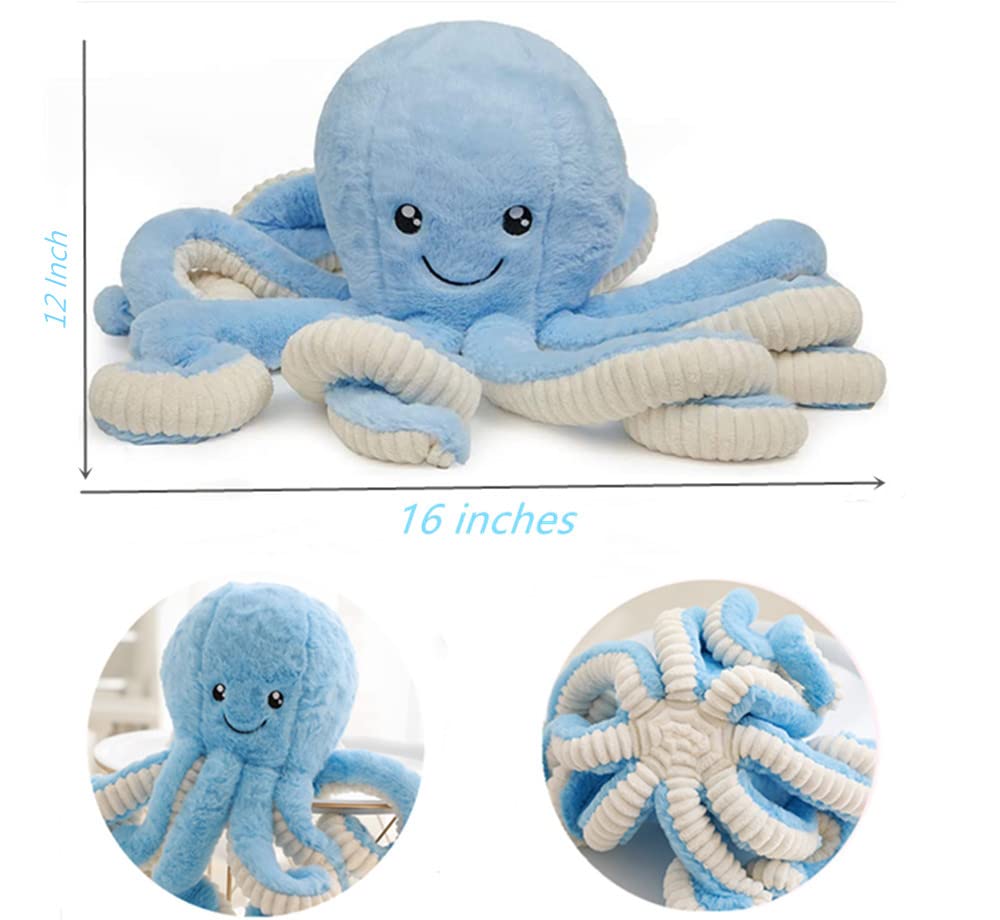 Joson octopus plush embroidery eyes close-up highlights durable stitching for long-lasting hugs.