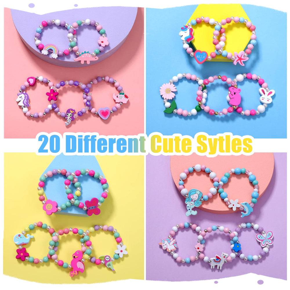 JOTIKO butterfly-pattern bracelets for kids, vibrant beads as butterfly party favors.