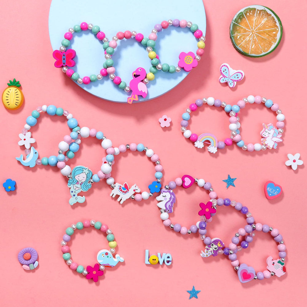 JOTIKO mermaid-pattern bracelets for girls, pastel beads perfect for mermaid-themed party favors.