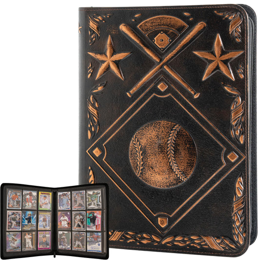 Joust Baseball Card Binder 3D front view with durable faux-leather cover for display and protection.