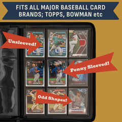 Joust Baseball Card Binder built-in sleeves demonstrates 360-card capacity for organized storage.