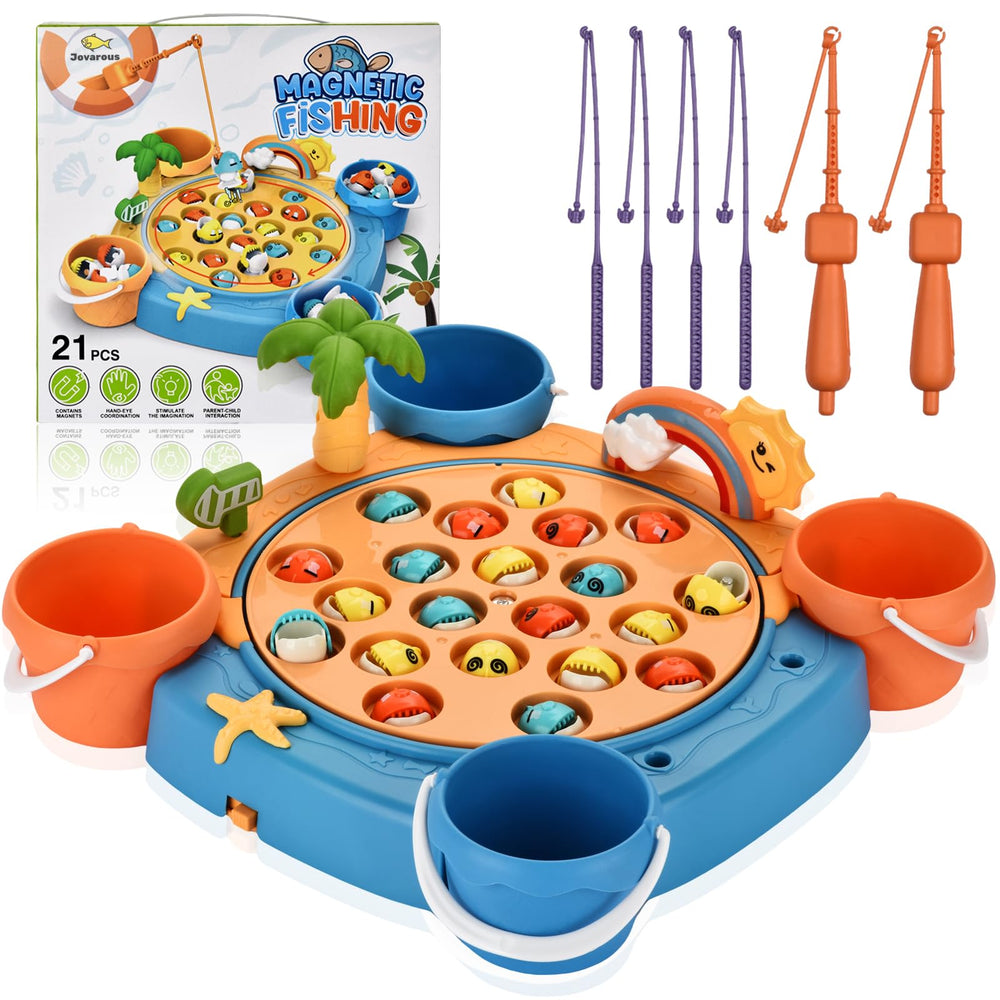 Jovarous magnetic fishing game with 21 fish for engaging hand-eye coordination.