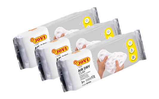 Jovi packaging shows white air-dry clay for easy storage and setup