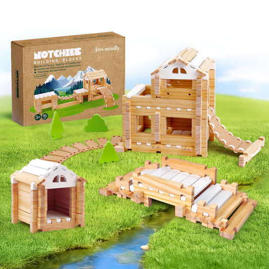 Jovi-mindly 96-pcs wooden blocks with storage bag for organized, screen-free play.