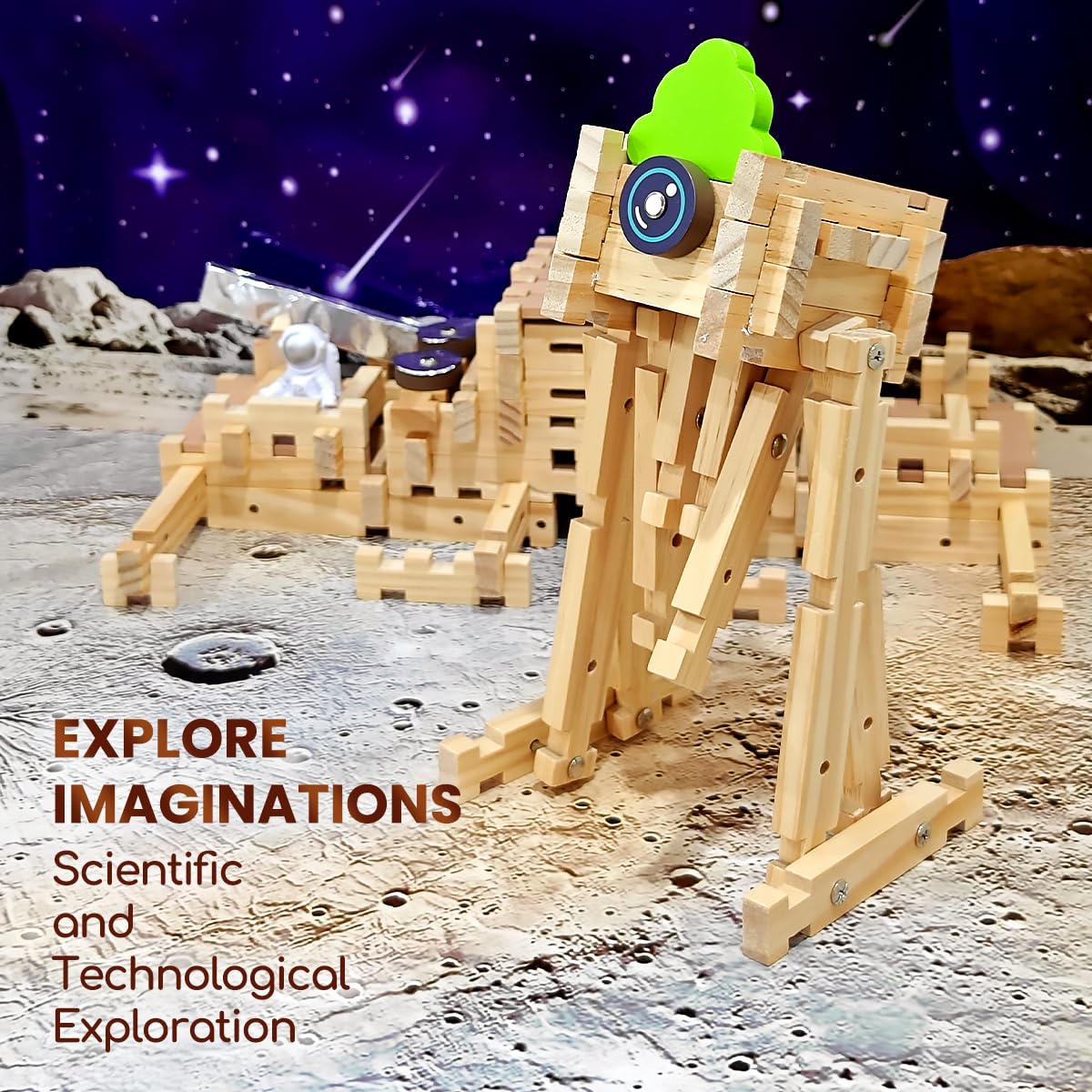 Jovi-mindly Space Blocks orbital delivery pod supports detailed engineering play