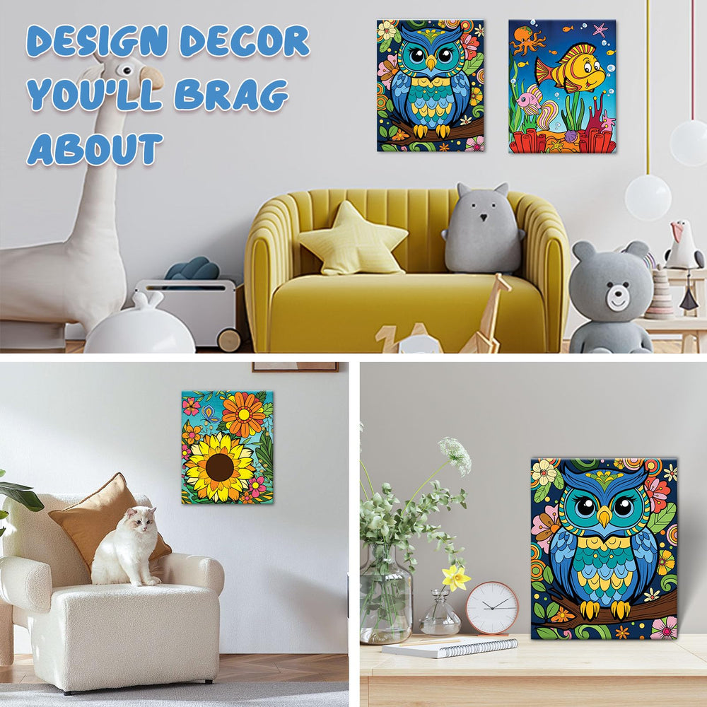 Jovial & Joyful canvas doubles as charming wall art after completion.