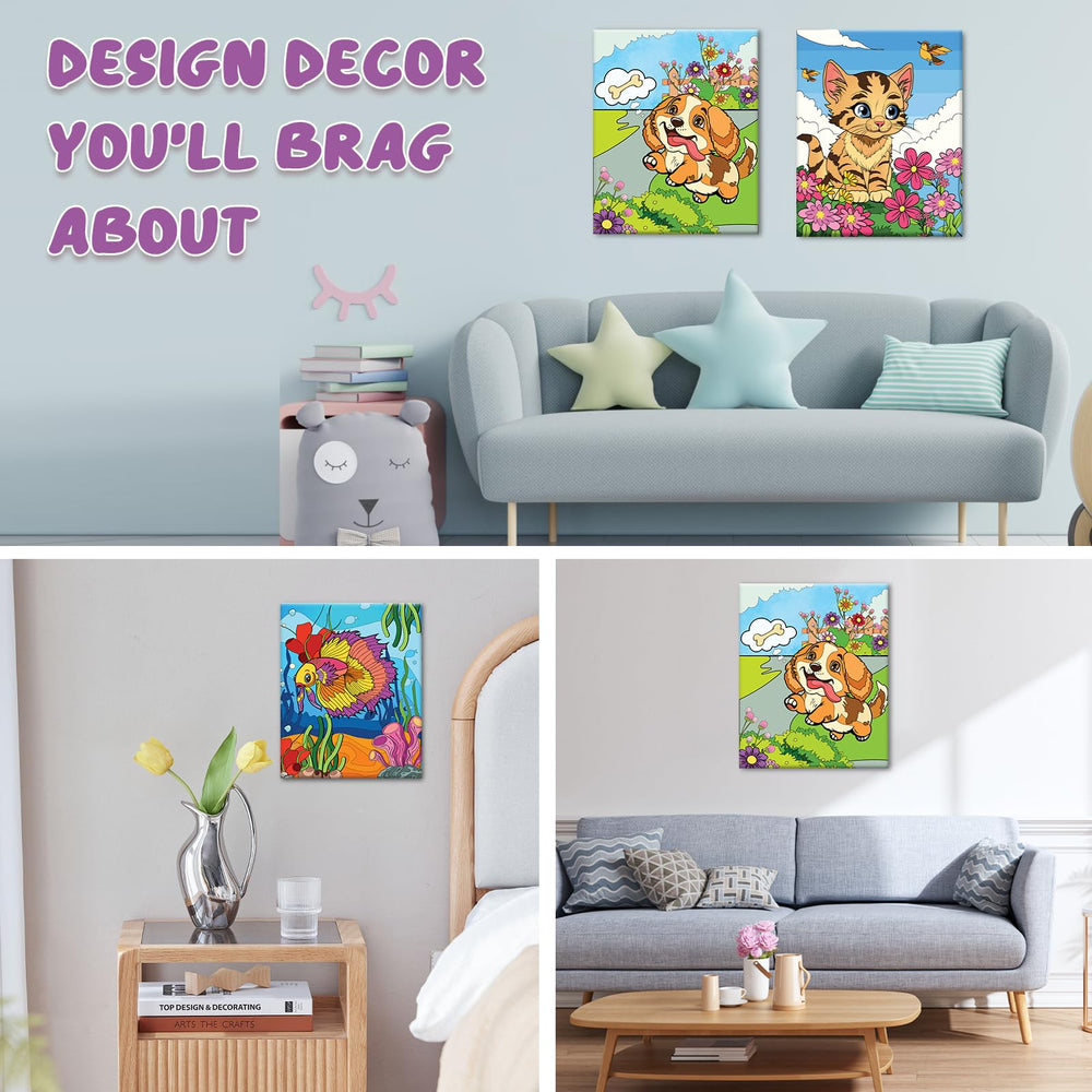 Jovial & Joyful dog design predrawn canvas invites cheerful painting sessions.