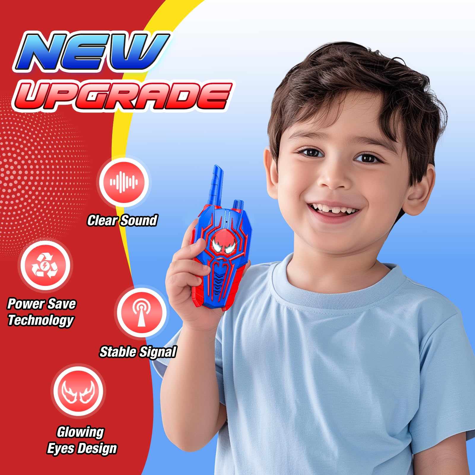 JovialToyz walkie talkie with anti-fall ABS shell withstands drops during play.