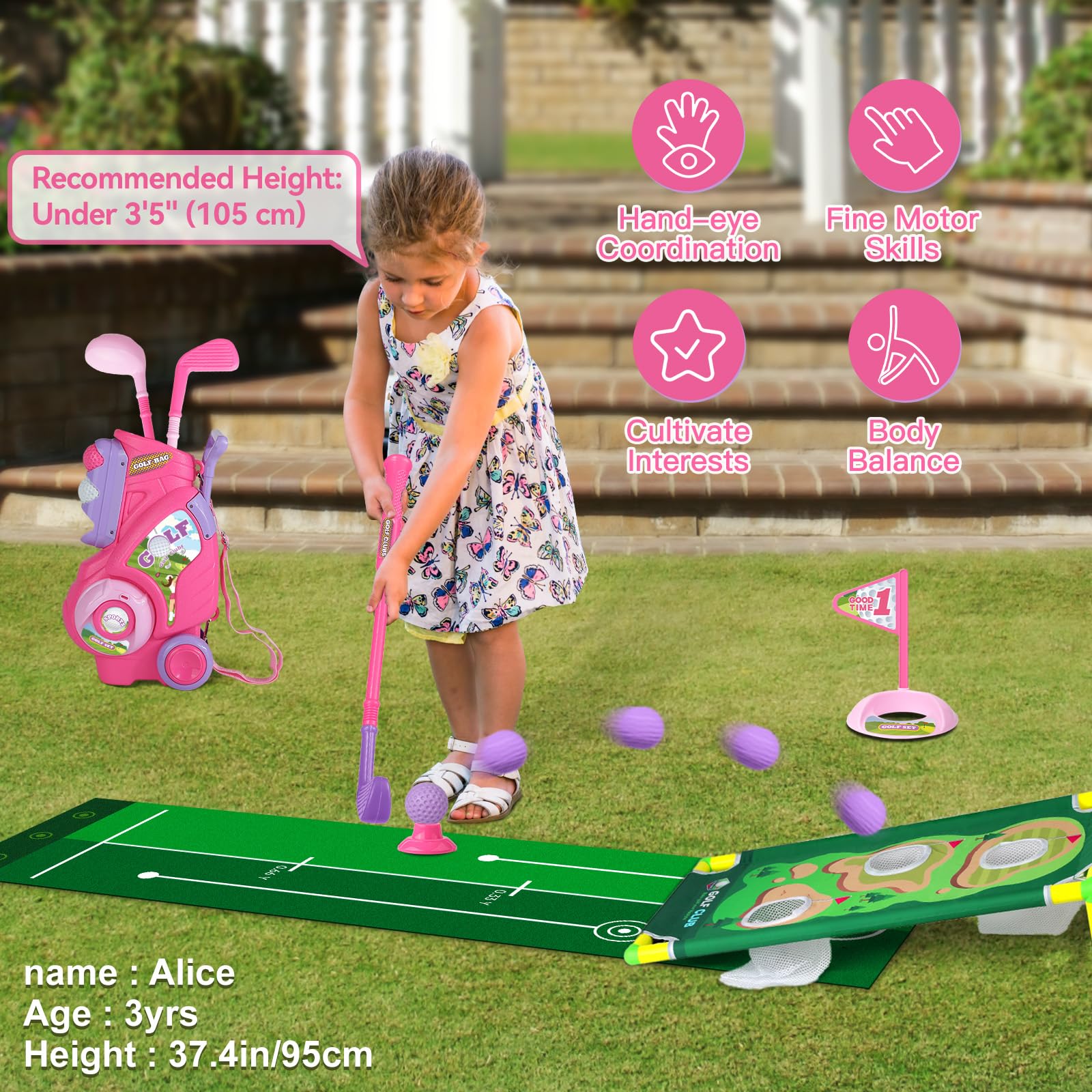 Jovizo golf balls sized for safe handling by toddlers