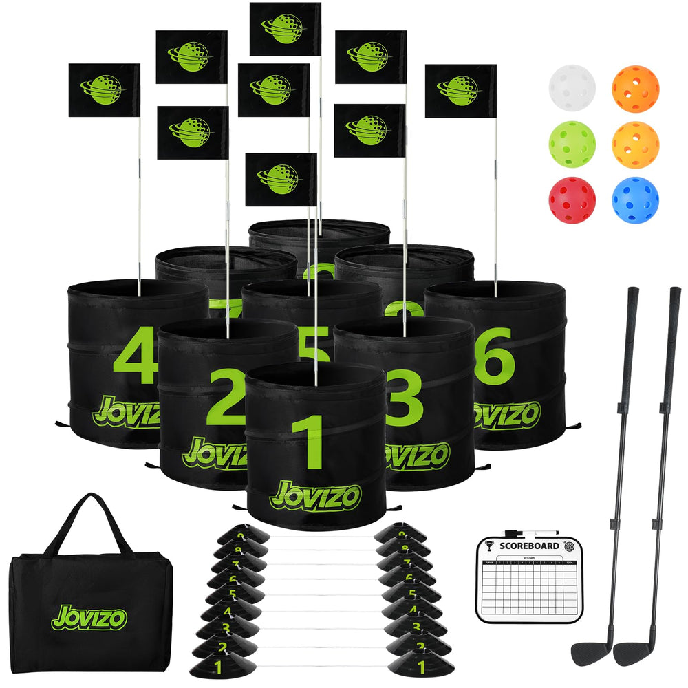Jovizo Golf Chipping Game with extended retractable clubs for versatile practice.