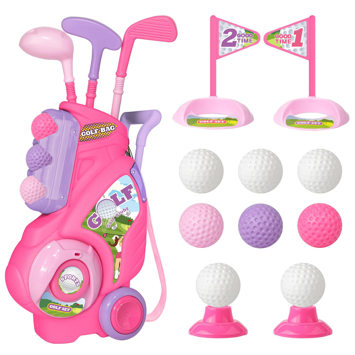 Jovizo toddler golf cart front view; easy pull-along for kids.