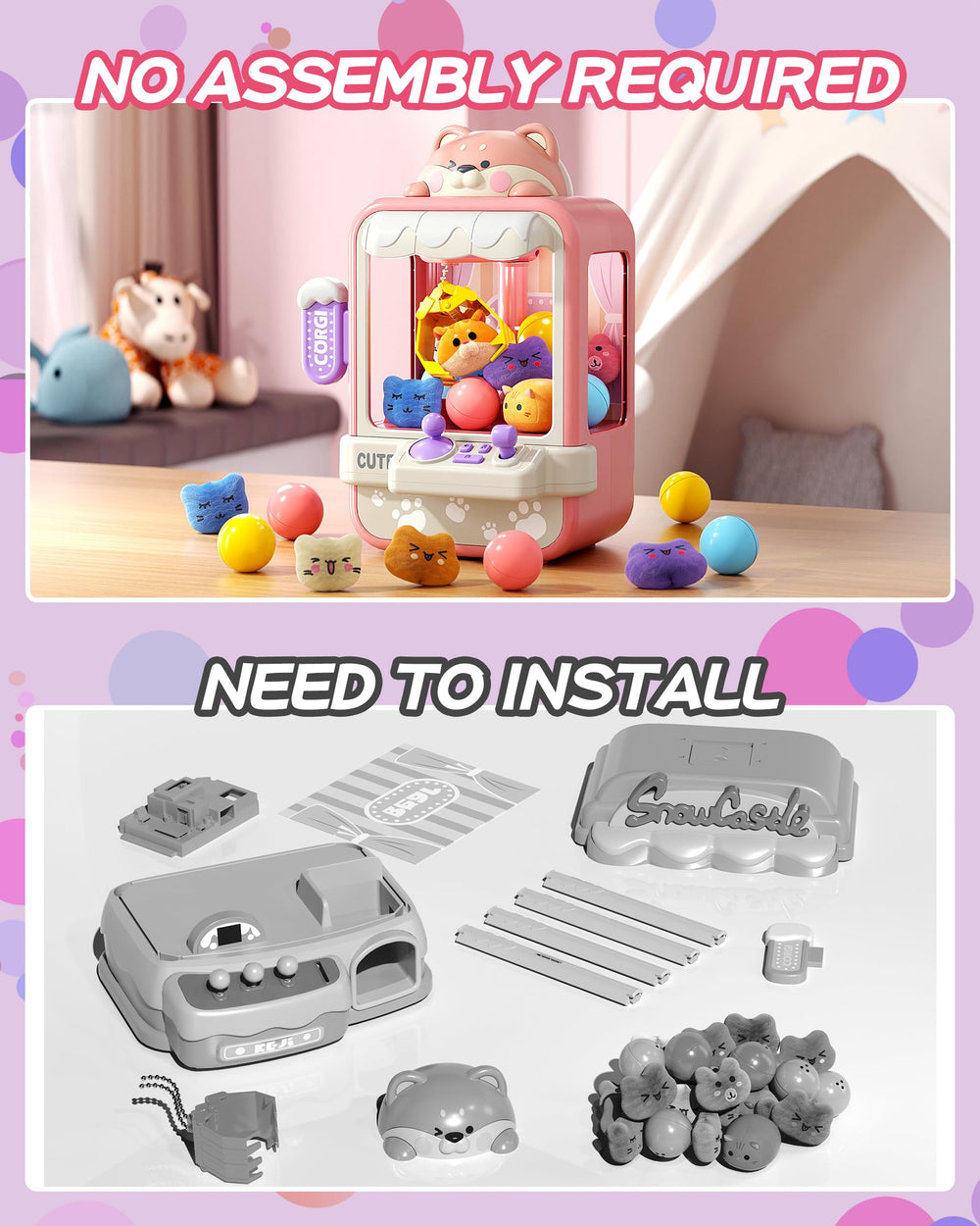Jovow Claw Machine dual power options provide flexible use anywhere.