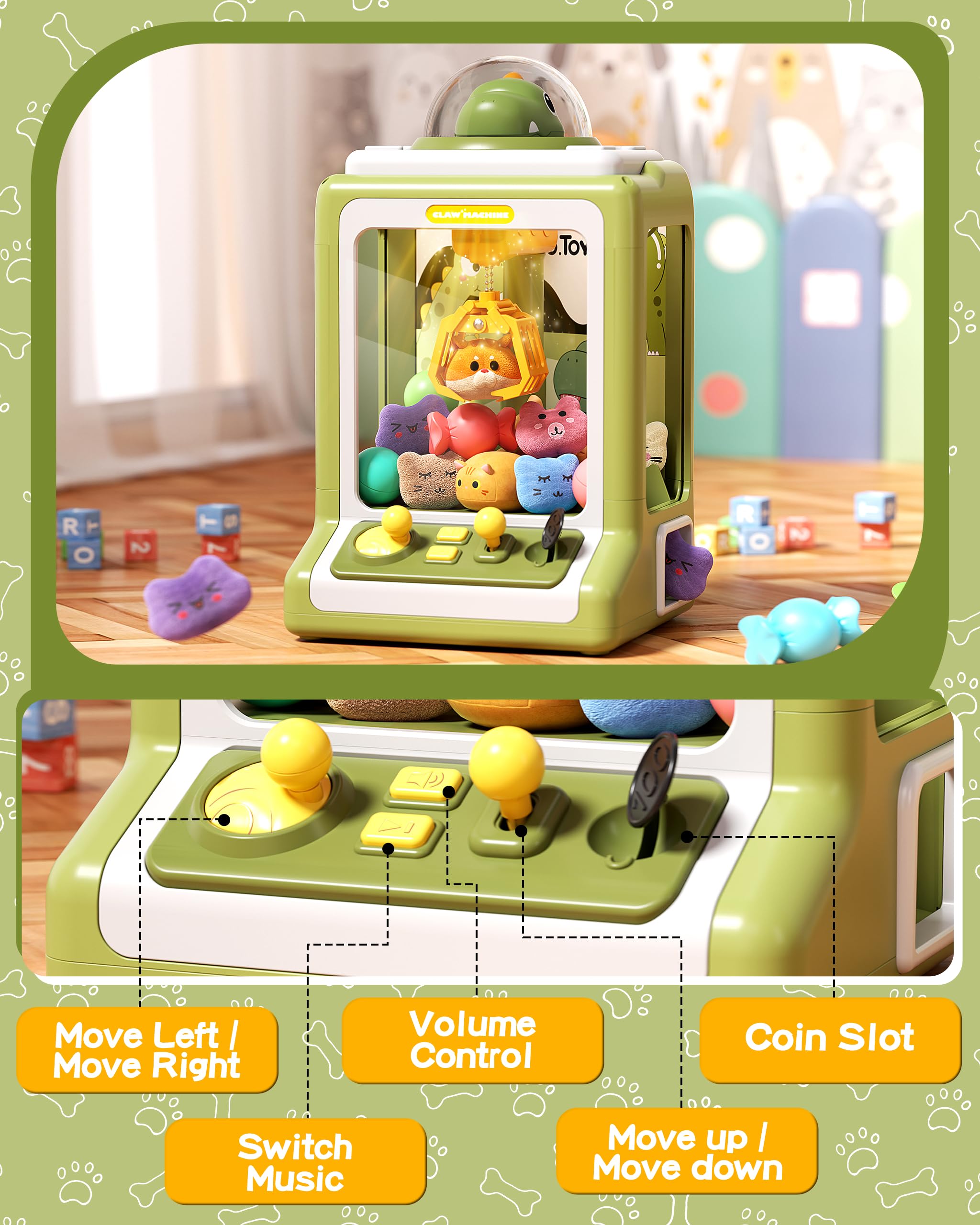 Jovow Claw Machine features 360 degree rotation for precise prize pickup.