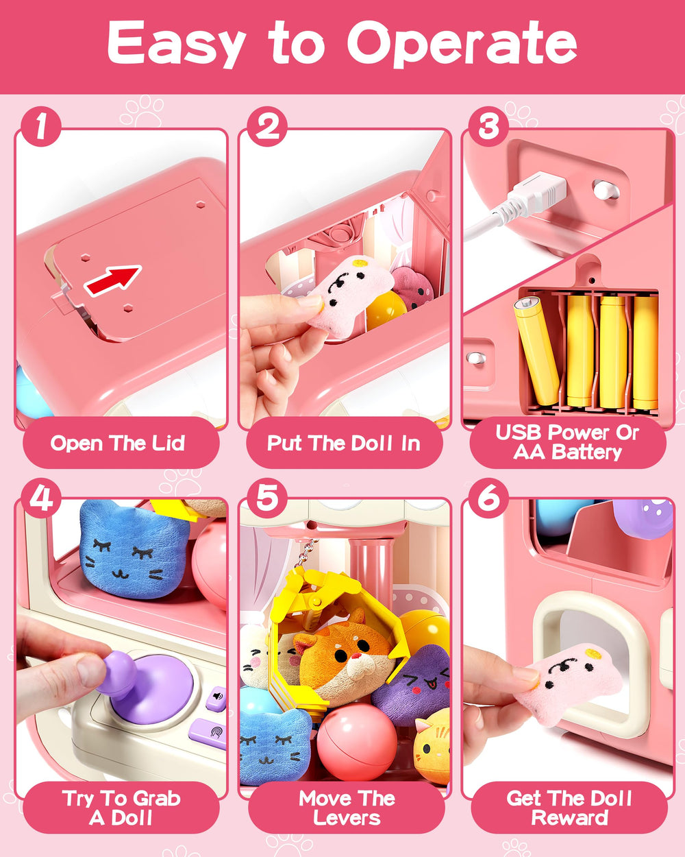 Jovow Claw Machine includes 35 mini toys for instant play.