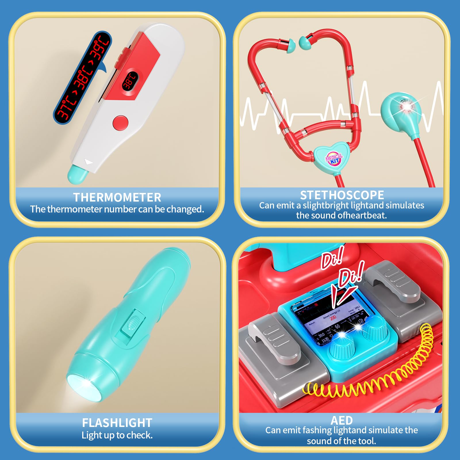 Jovow defibrillator toy adds realistic play scenarios to curiosity.