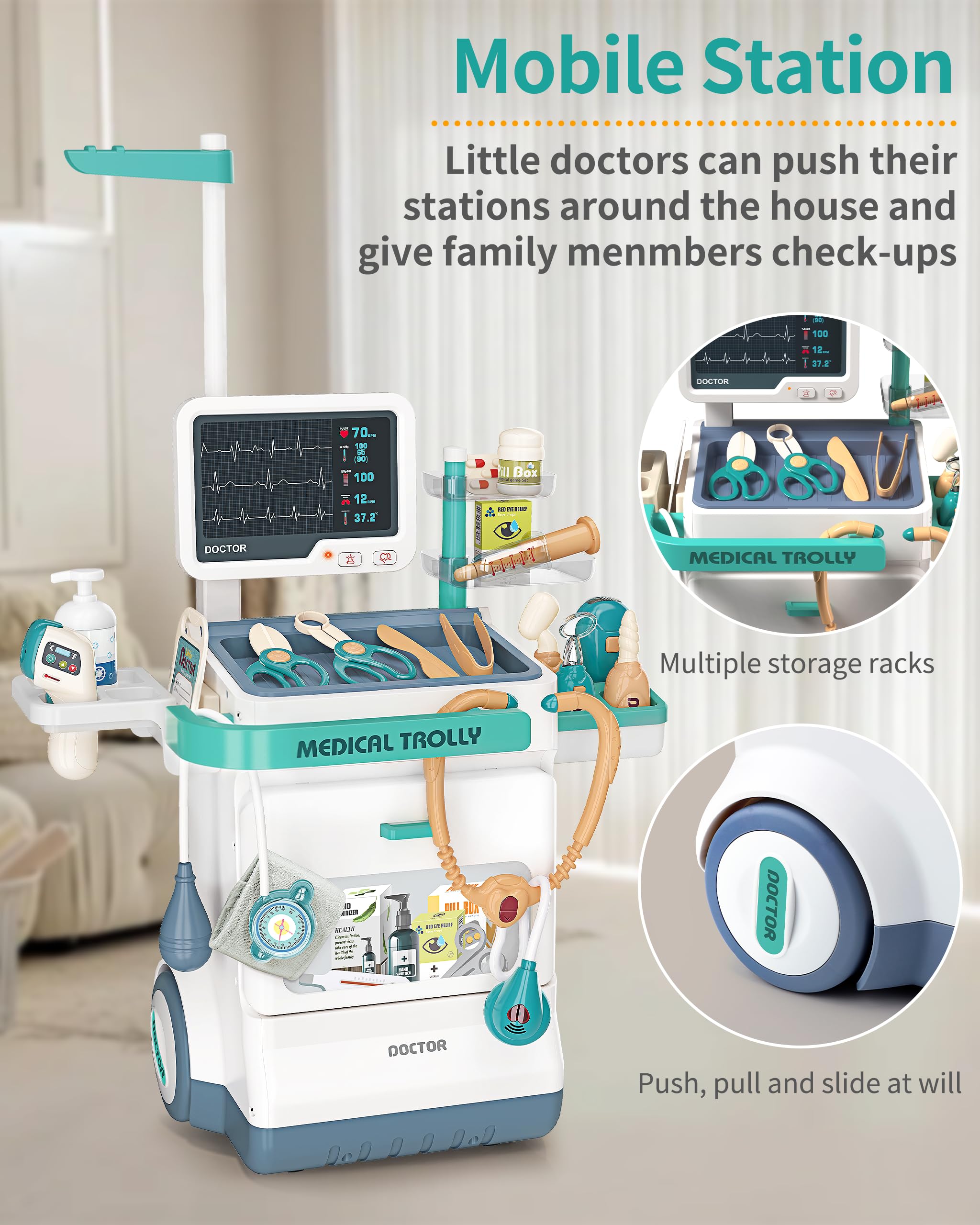 Jovow heartbeat stethoscope provides authentic exam vibes during pretend checks.