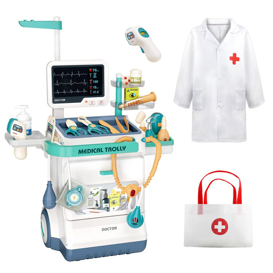 Jovow Doctor Kit for Kids mobile cart in action, sparking imaginative role-play.