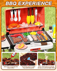 Jovow Kids BBQ Grill Playset features double-layer grill for expanded meal ideas.