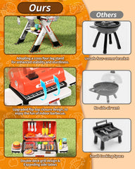 Jovow Kids BBQ Grill Playset includes sixty accessories for versatile pretend meals.