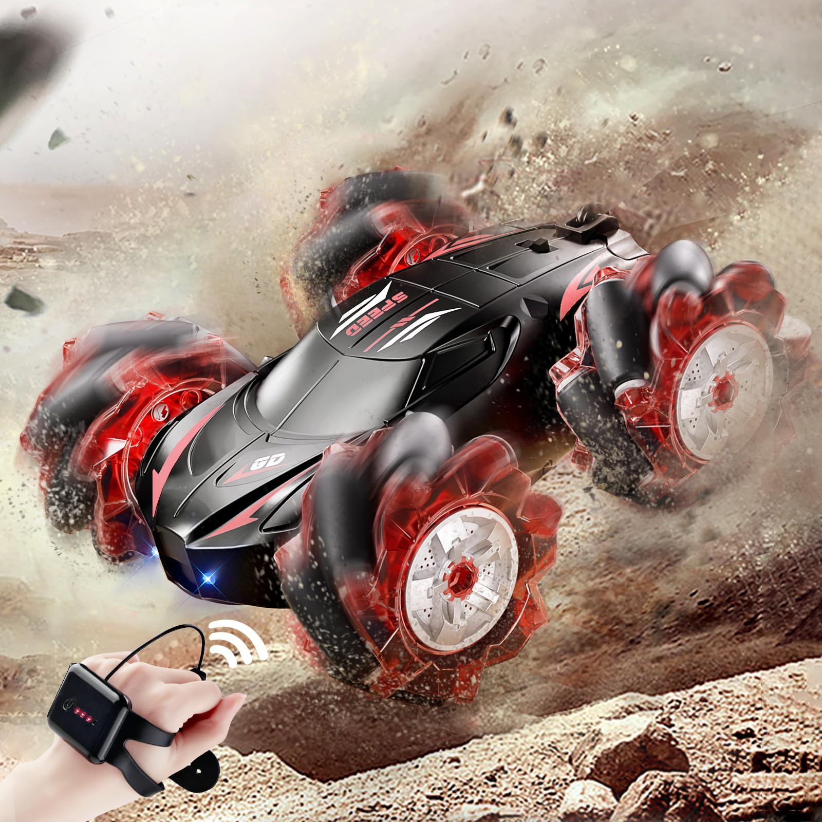 Jovow RC Stunt Car with 2-4GHz remote for precise long-range steering