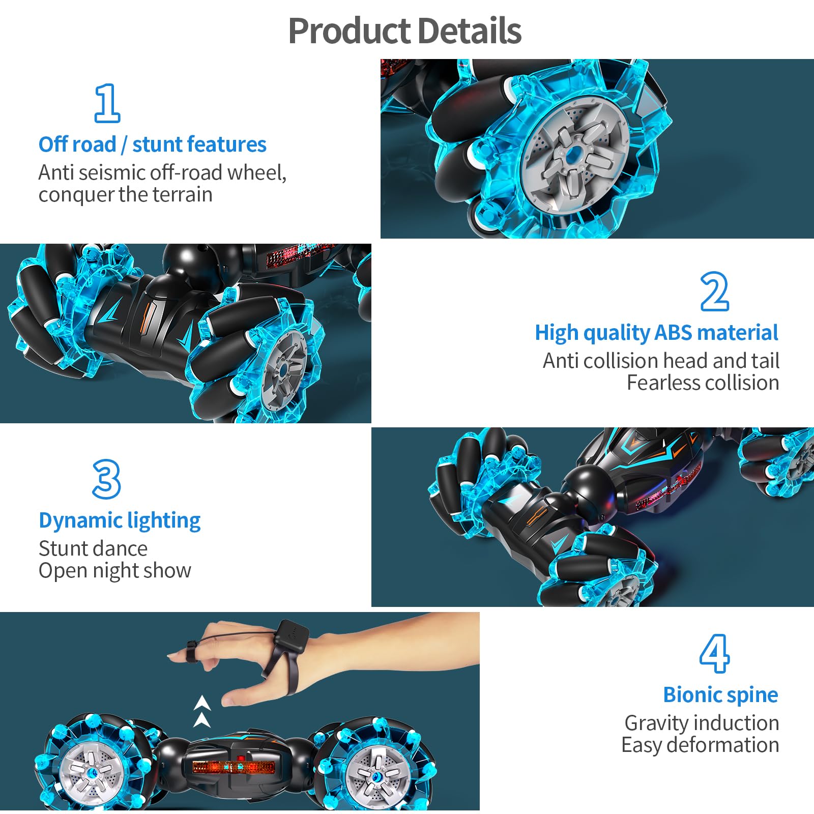 Jovow RC stunt car 360° flip action for thrilling stunts and precise landings