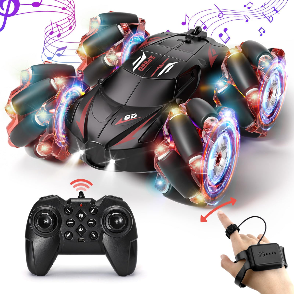 Jovow RC Stunt Car showing gesture remote for intuitive control and play