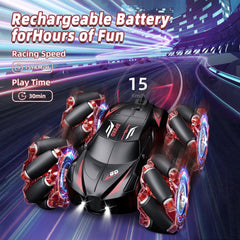 Jovow RC Stunt Car in off‑road mode on varied terrain
