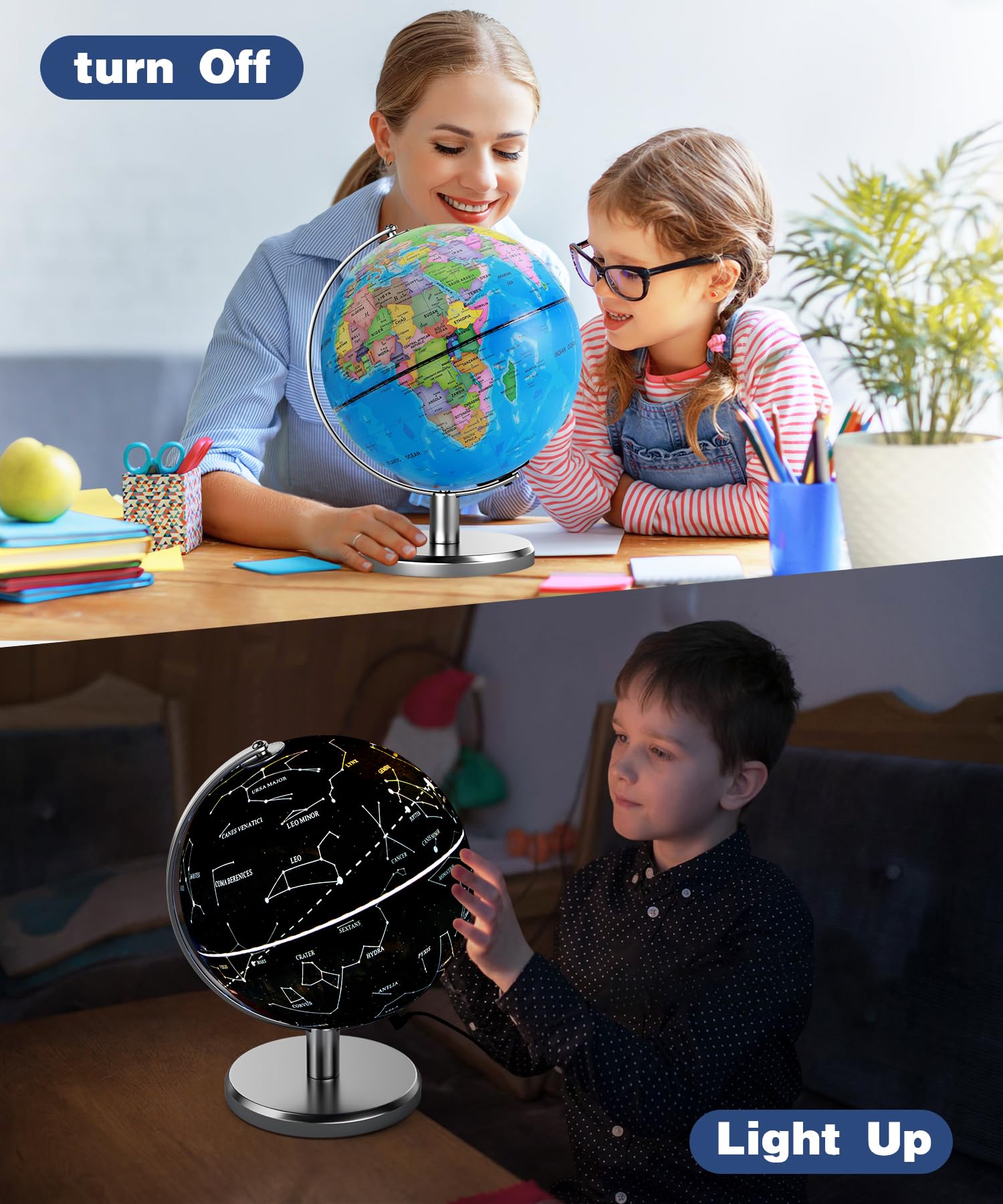 JOWHOL detailed world map globe with color-coded borders for easier location recognition.