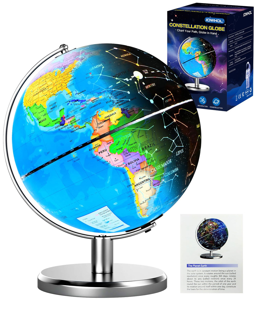 JOWHOL illuminated globe 8-inch highlights geography for classroom study and home learning.