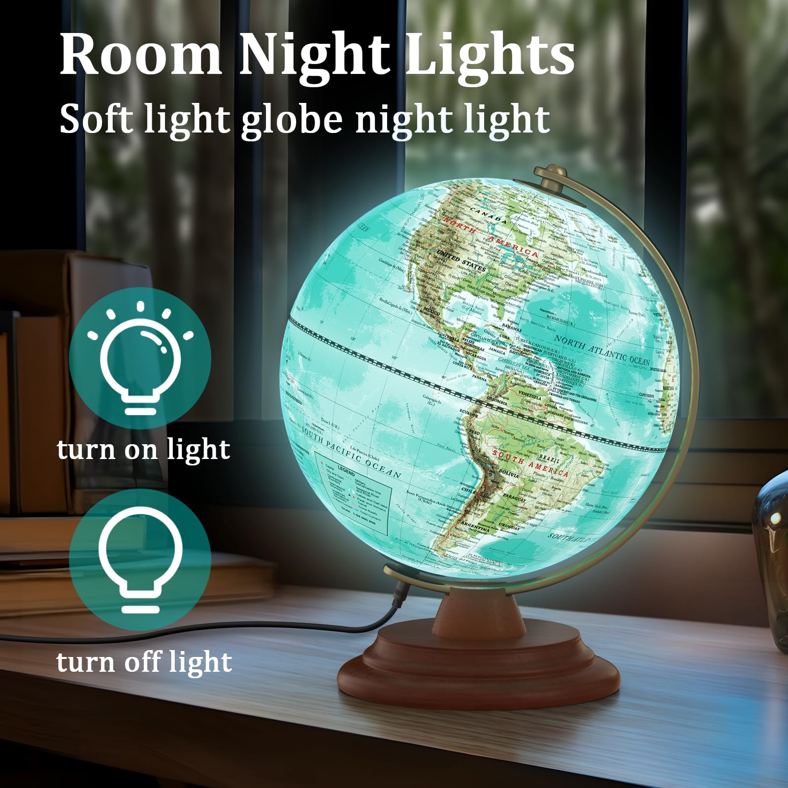 JOWHOL illuminated globe classroom-education helps kids visualize continents.