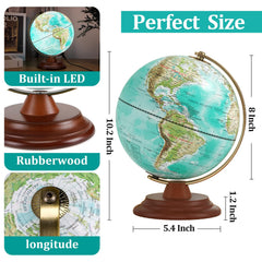 JOWHOL illuminated globe map-labels aids quick geography reference.