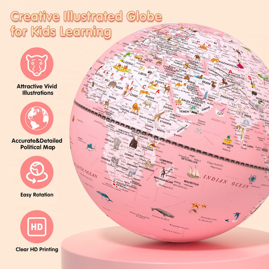 JOWHOL pink globe night light provides soft illumination for bedtime rooms.