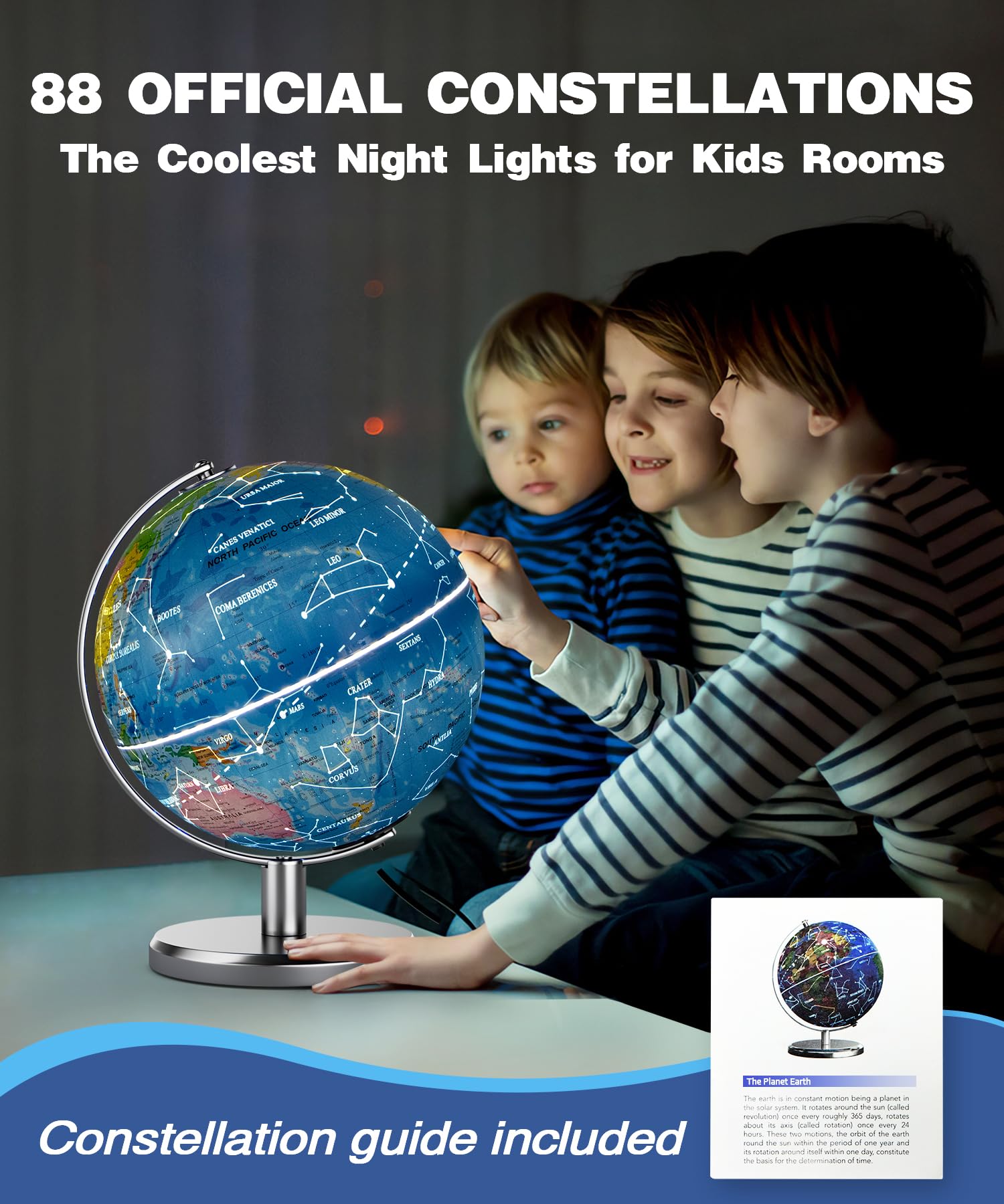 JOWHOL rotating globe base provides smooth spins and desk stability.